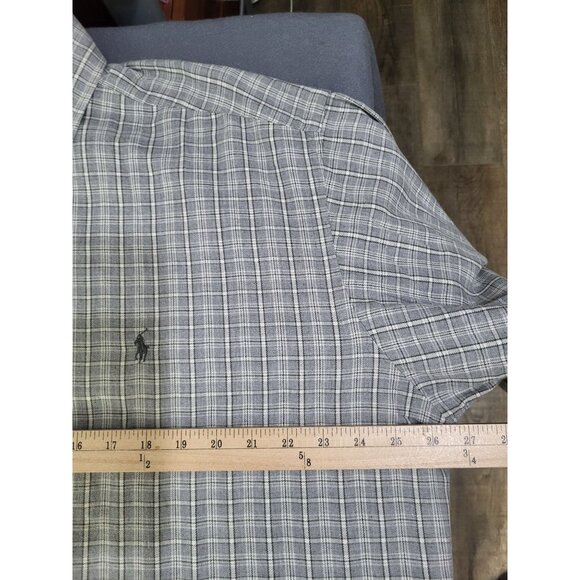 RALPH LAUREN Men's LG Blair Fit Button Down Dress Shirt Plaid Gray  VTG 90s - Picture 7 of 9